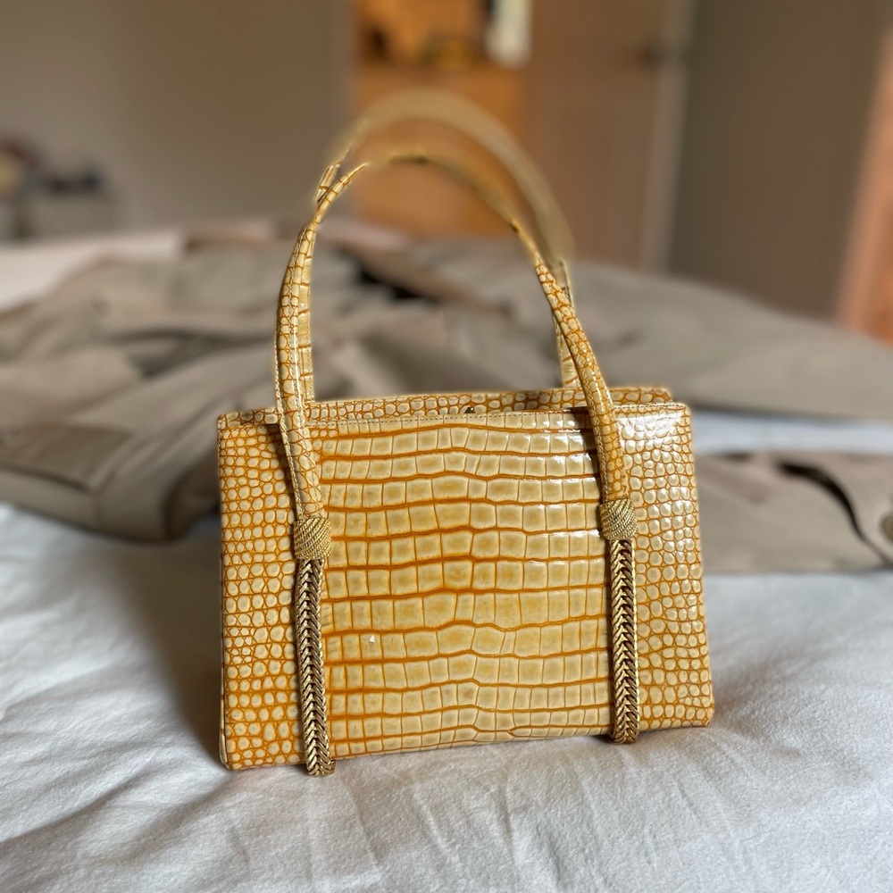 vintiage Koret yellow alligator handbag